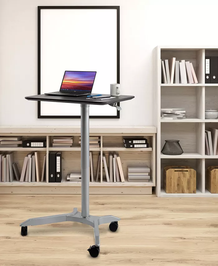 Seville Classics 28 airLIFT XL Pneumatic Height Adjustable Sit-Stand Mobile Laptop Computer Desk Cart