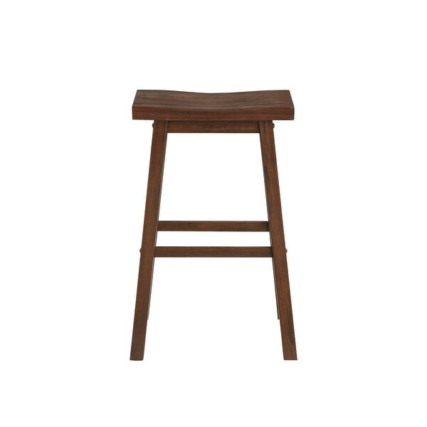 Saddle Design Wooden Barstool with Grain Details， Brown