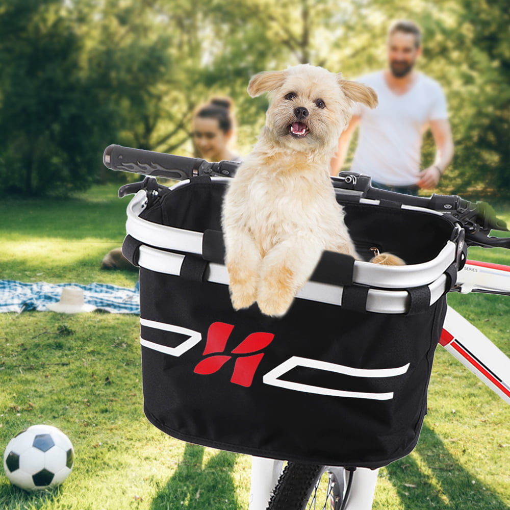 Bicycle Front Basket Collapsible Bike Handlebar Basket Pet Cat Dog Carrier Bag Shopping Commuting