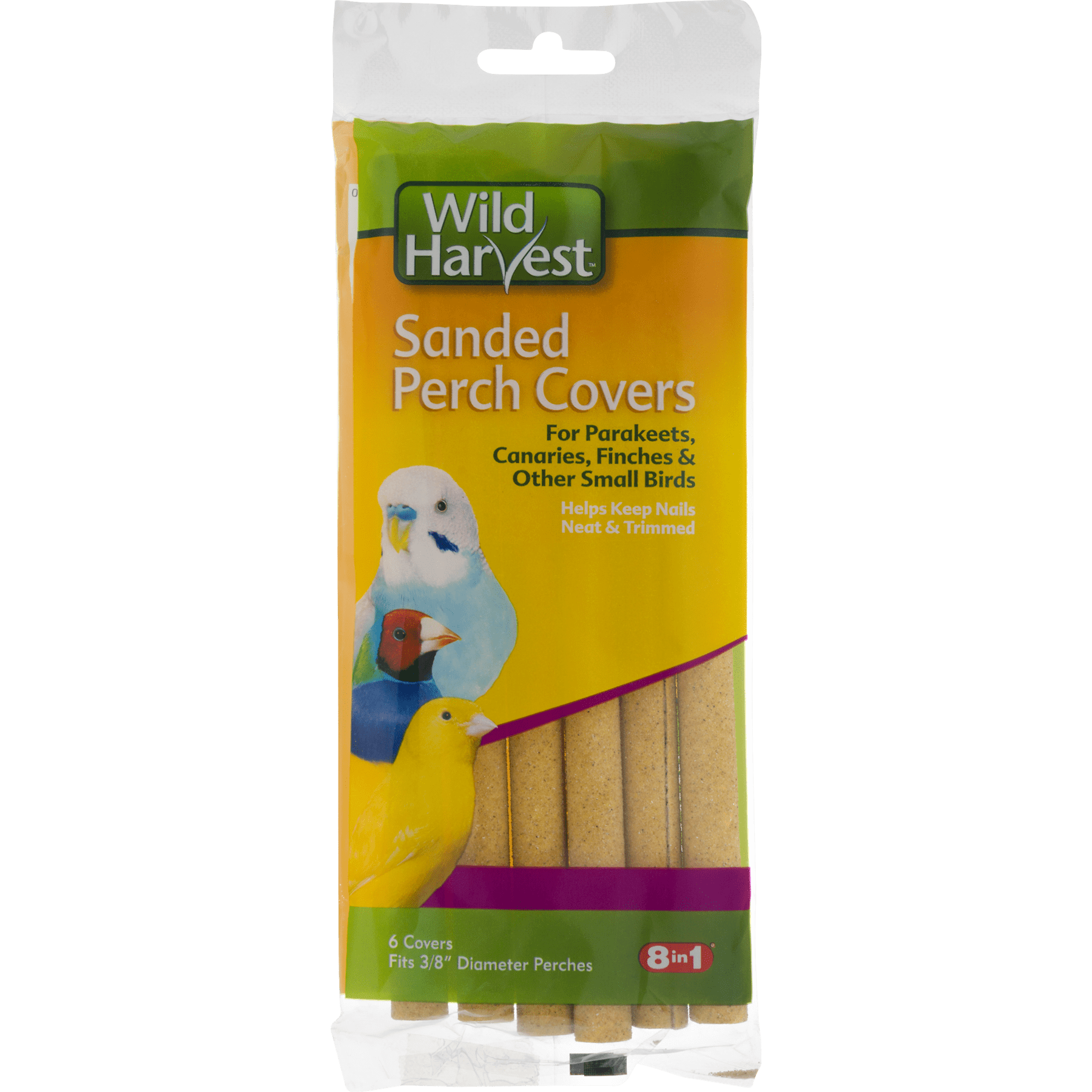 Wild Harvest Sanded Perch Covers for Small Birds， 6 Ct