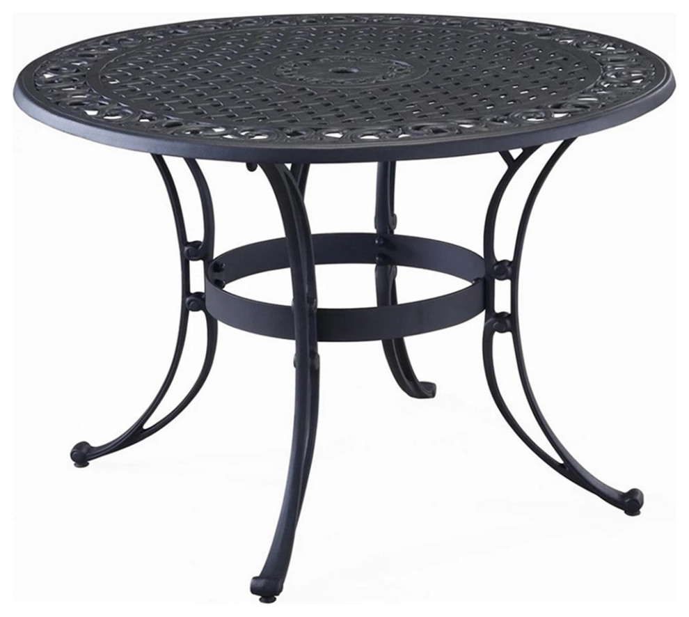 Homestyles Sanibel Aluminum 5 Piece Outdoor Dining Set in Black   Mediterranean   Outdoor Dining Sets   by Homesquare  Houzz