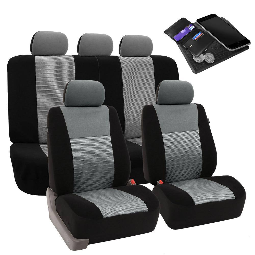 FH Group Fabric 47 in. x 23 in x 1 in. Deluxe 3D Air Mesh Full Set Seat Covers DMFB060GRAY115