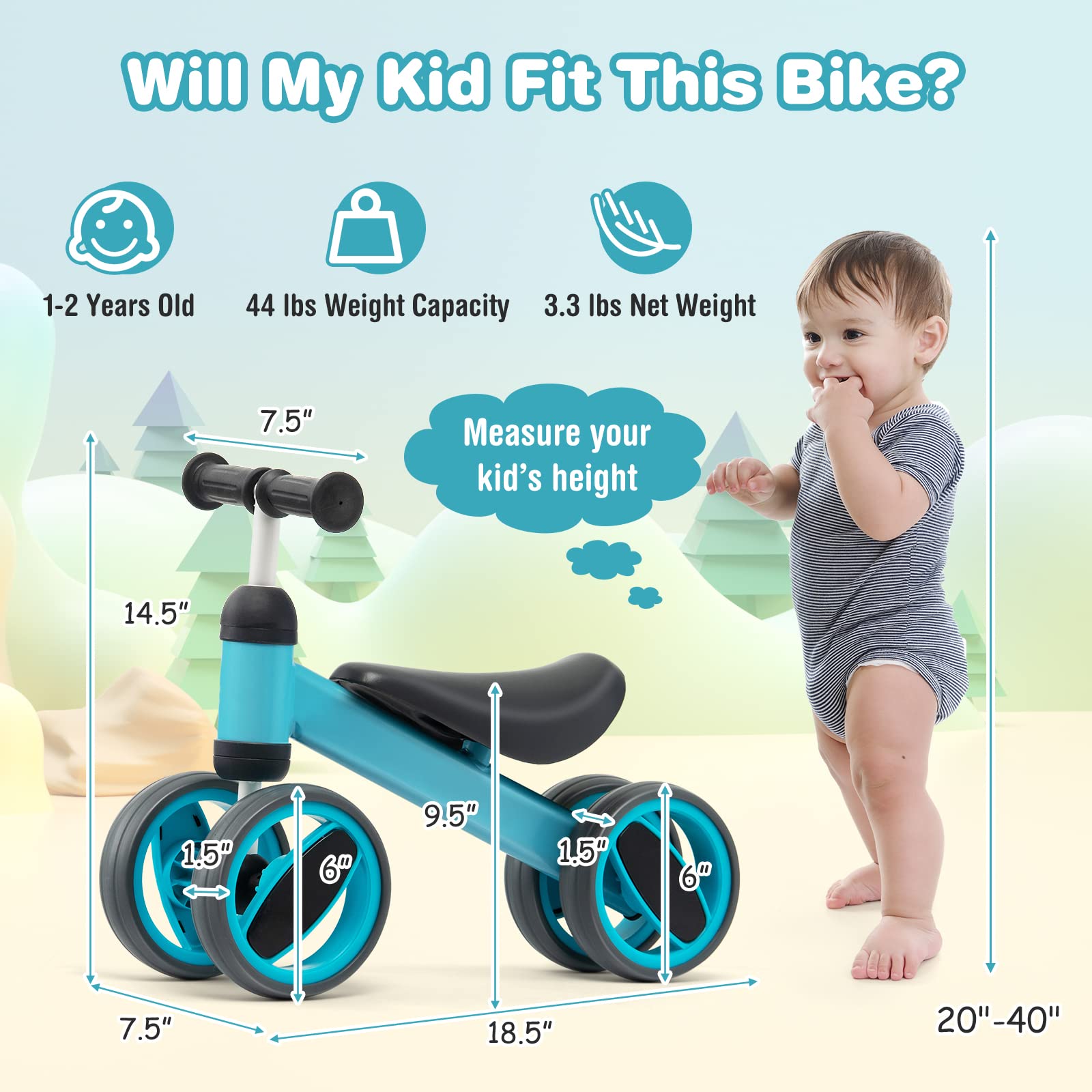 Costzon Baby Balance Bike for 1-2 Year Old Boys Girls, 12-24 Month Toddler Balance Bike