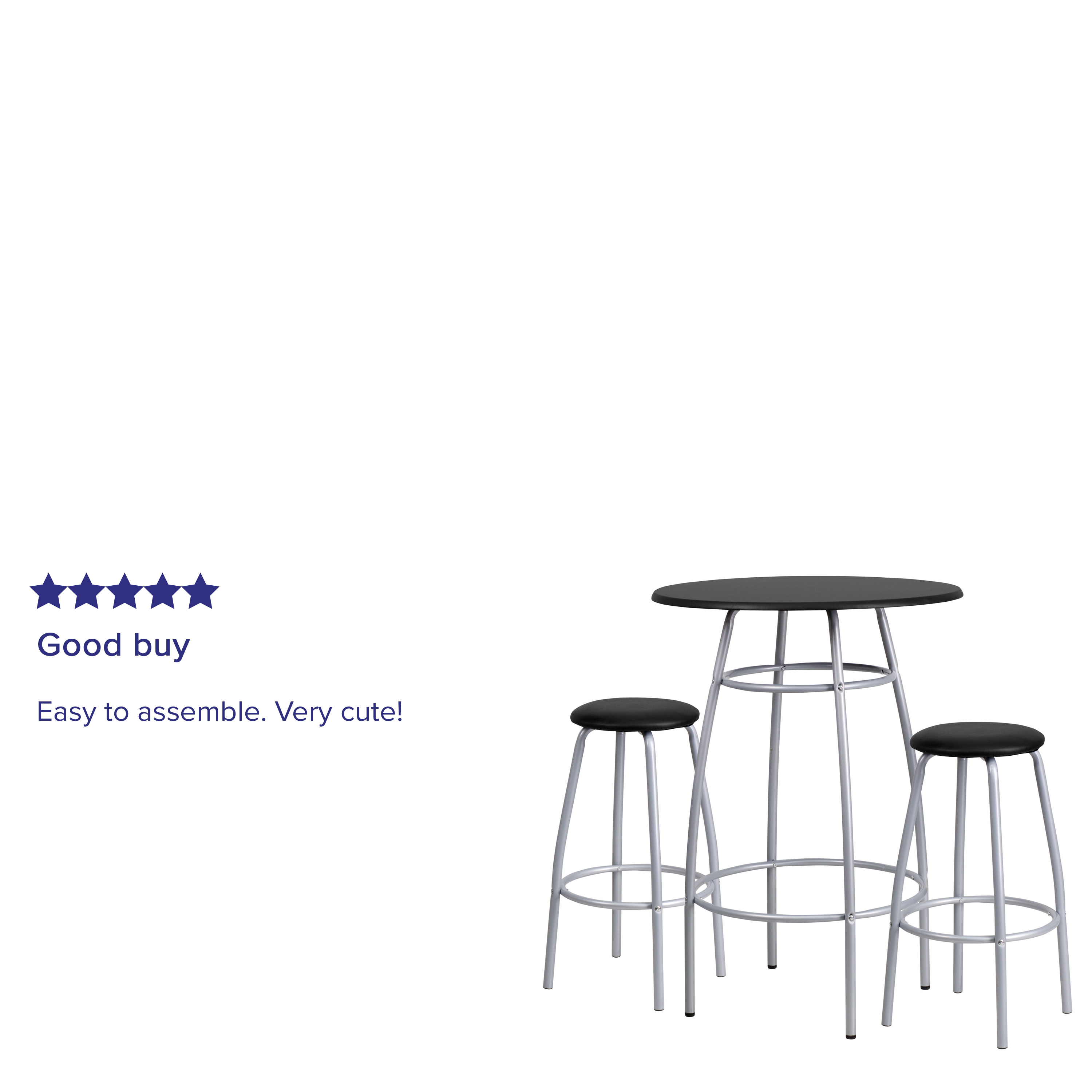 BizChair Bar Height Table Set with Padded Stools