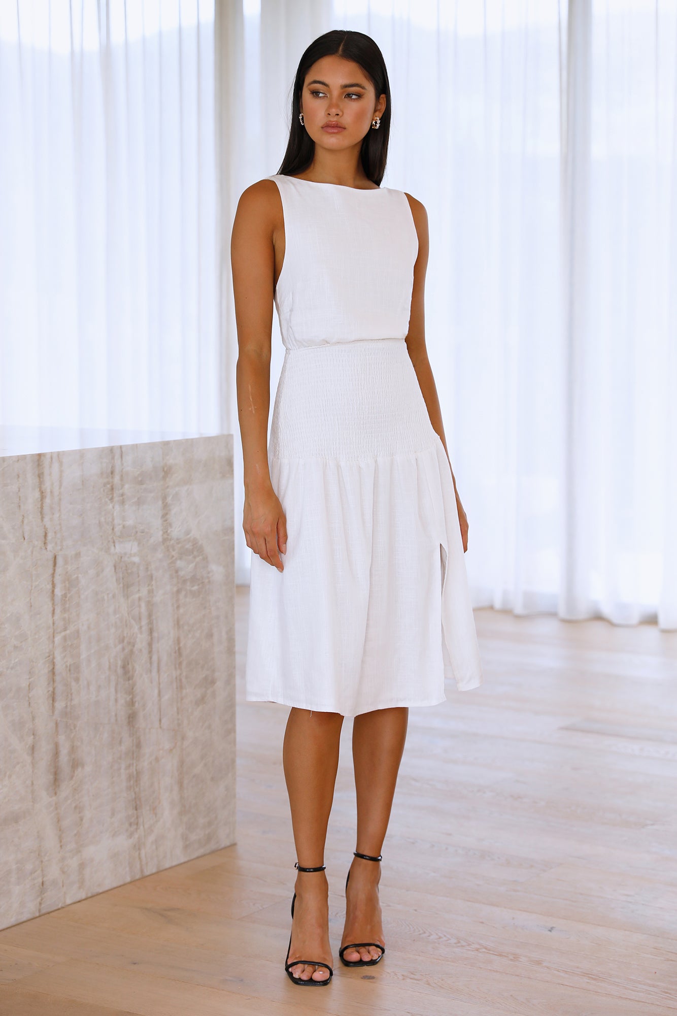 Into My Eyes Midi Dress White