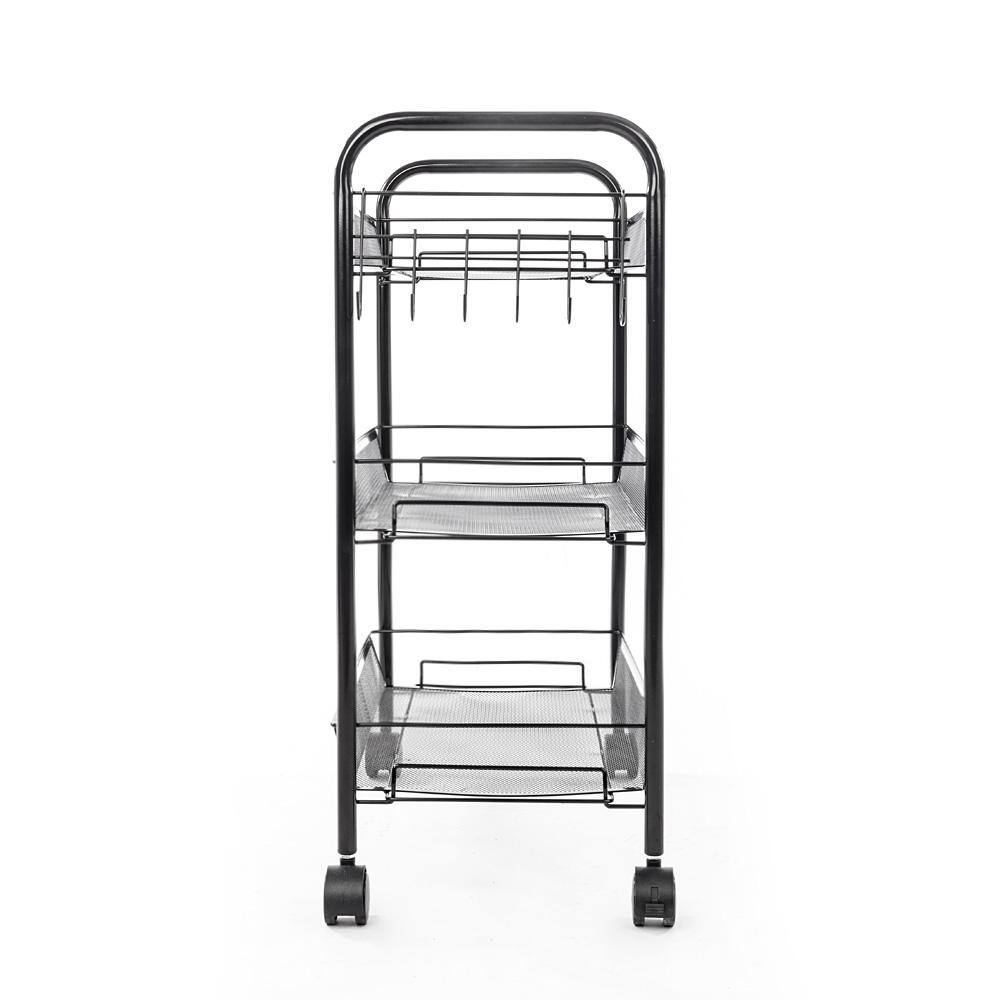 Karl home 3 Tiers Iron Multi-Functional 4-Wheeled Storage Cart in Black 302589548547