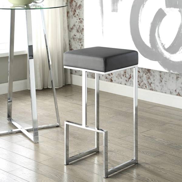 Contemporary Sleek Design Chrome with Grey or Black Seat Stool