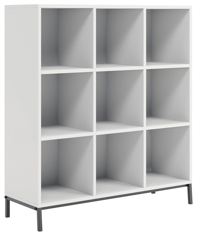 Sauder North Avenue Engineered Wood 9 Cube Organizer in White Finish   Transitional   Bookcases   by Homesquare  Houzz