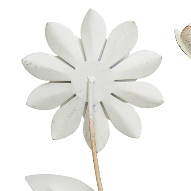 Set Of 3 White Metal Floral Stems Foreside Home amp Garden