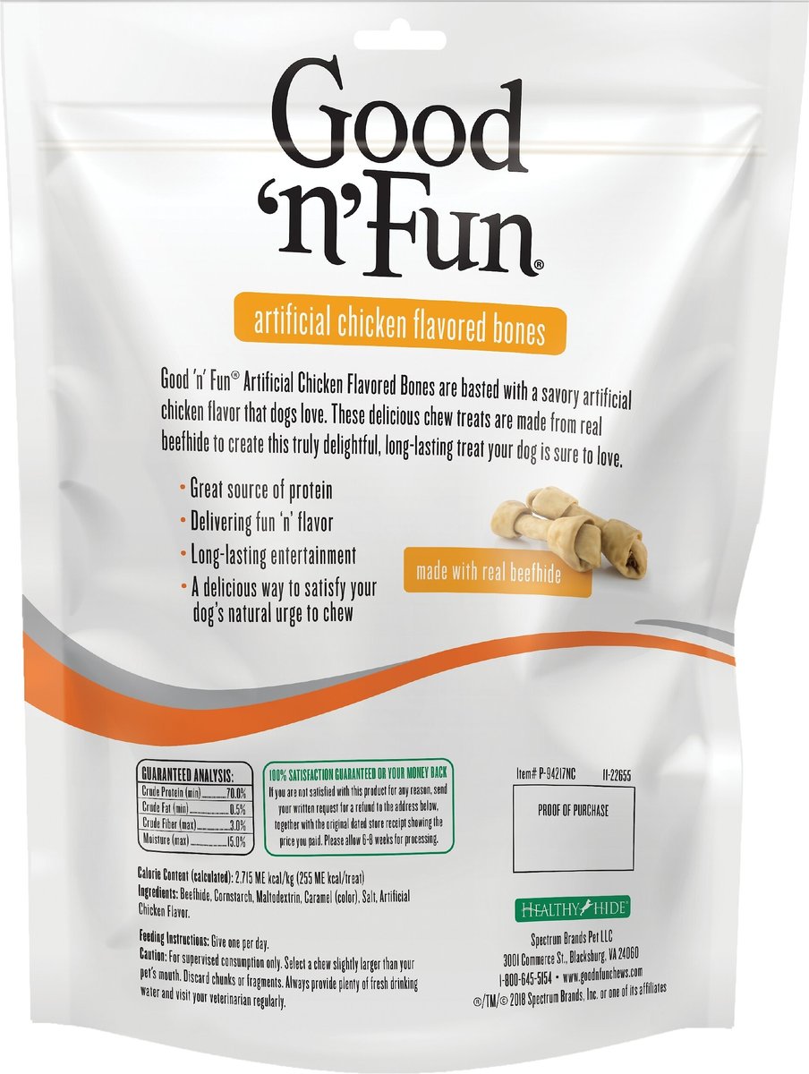 Good 'n' Fun Bones Chicken 7-in Dog Treats， 2 count