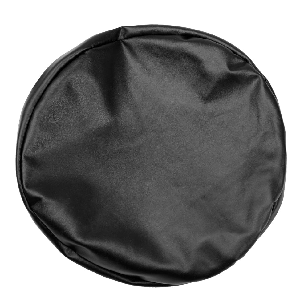 Round Elastic PU Leather Stool Cover Synthetic Bar Stool Seat Cover Slipcover Dinning Chair Cover--Black