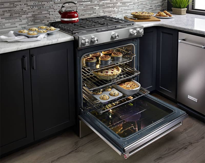 KitchenAid ADA 30 Stainless Steel Slide-In Convection Gas Range With Baking Drawer