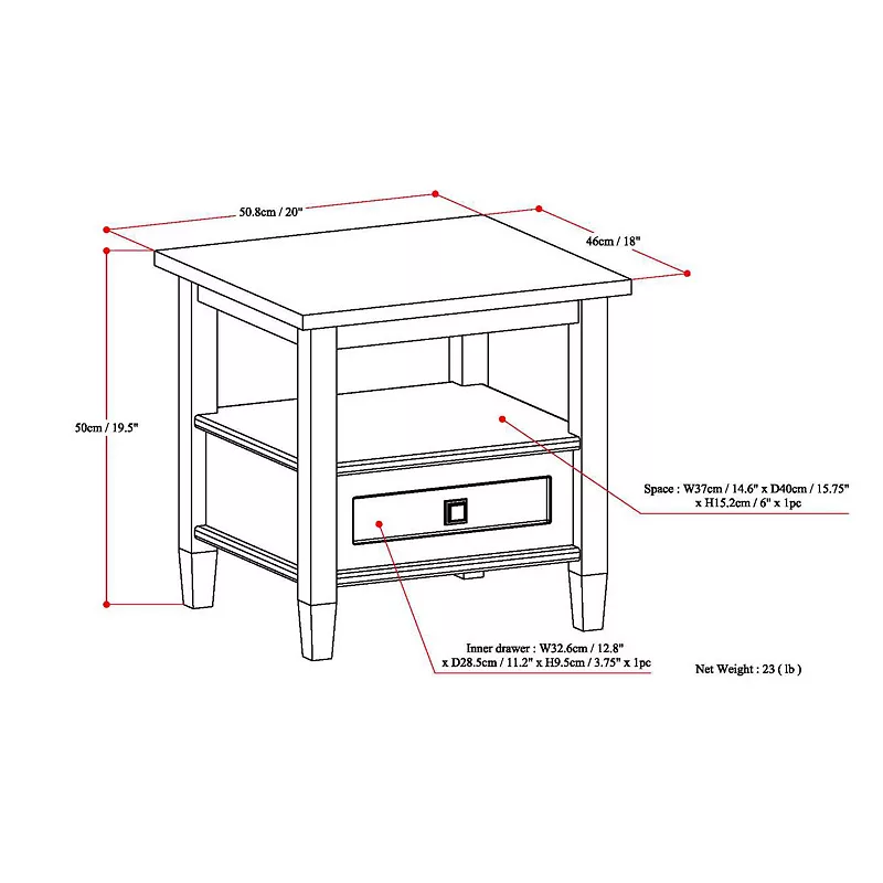 Simpli Home Warm Shaker Gray End Table