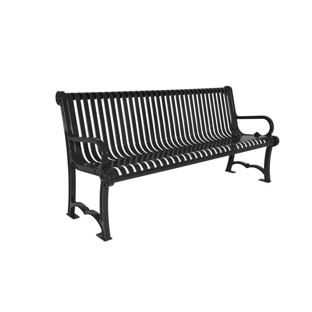 ULTRASITE 4 ft. Slat Black Charleston Bench with Back 964-S4-BLACK