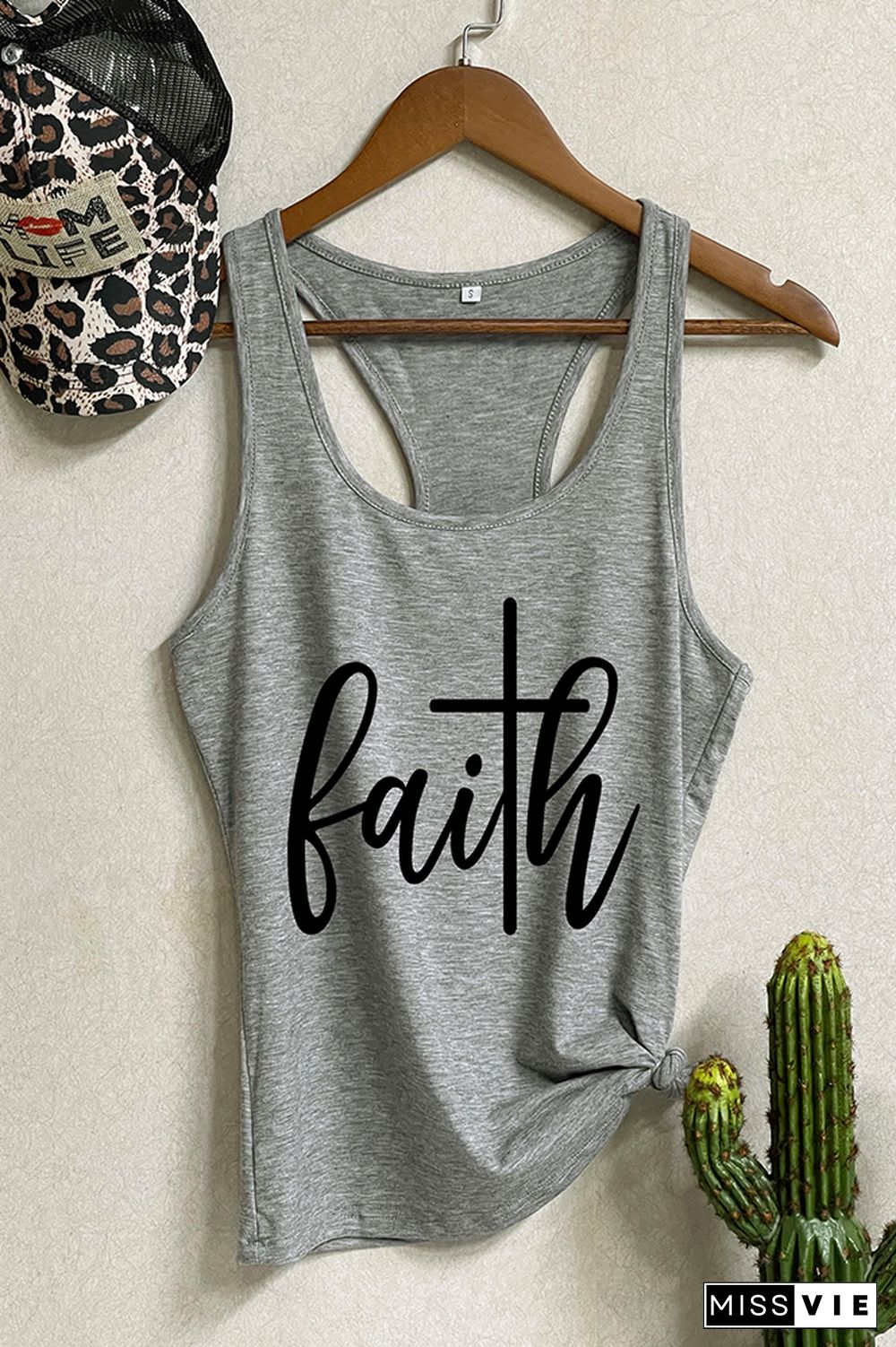 Faith Printed Sleeveless Tank Top Wholesale