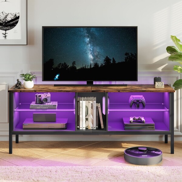 LED Entertainment Center， 65 inch Gaming TV Stand for 70 inch TV