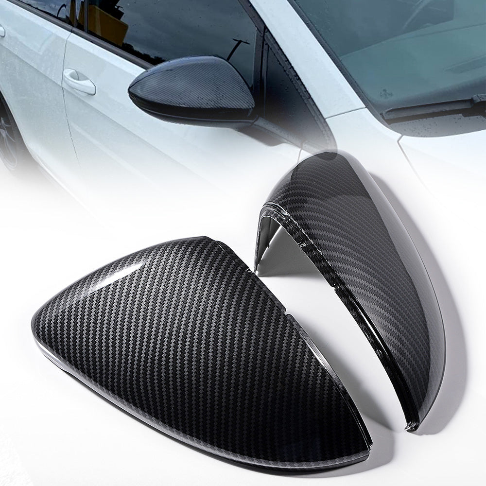 Astra Depot Carbon Fiber Side Mirror Cover Cap for VW GOLF MK7 MK7.5 R GTI Hatchback 2013-2018， 1 Pair