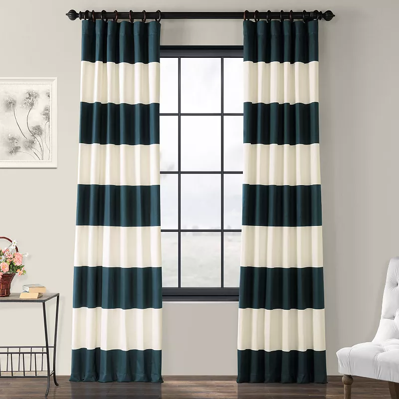 EFF 1-Panel Stripe Cotton Window Curtain