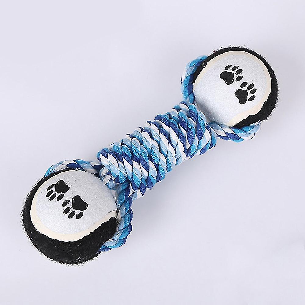 Long Lasting Dumb Bell Double Tennis Puppy Dog Chew Training Tool Cotton Rope Woven Toy