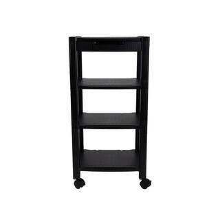 Mind Reader 4-Shelf Plastic Wheeled Printer Cart Organizer in Black PRCARTLG-BLK