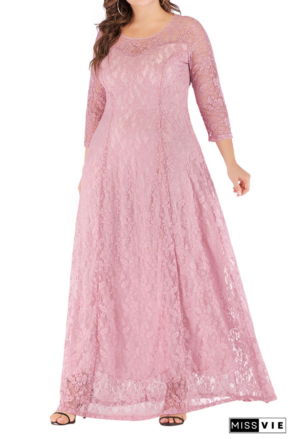 Plus Size Long Maxi Lace Dress