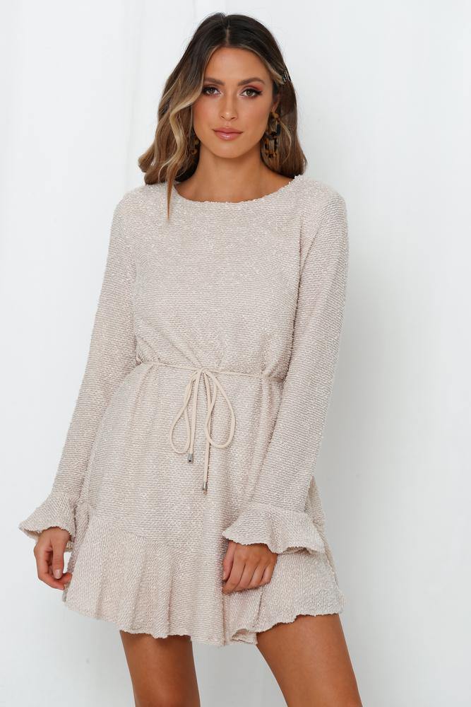 Keep Me Warm At Night Dress Beige