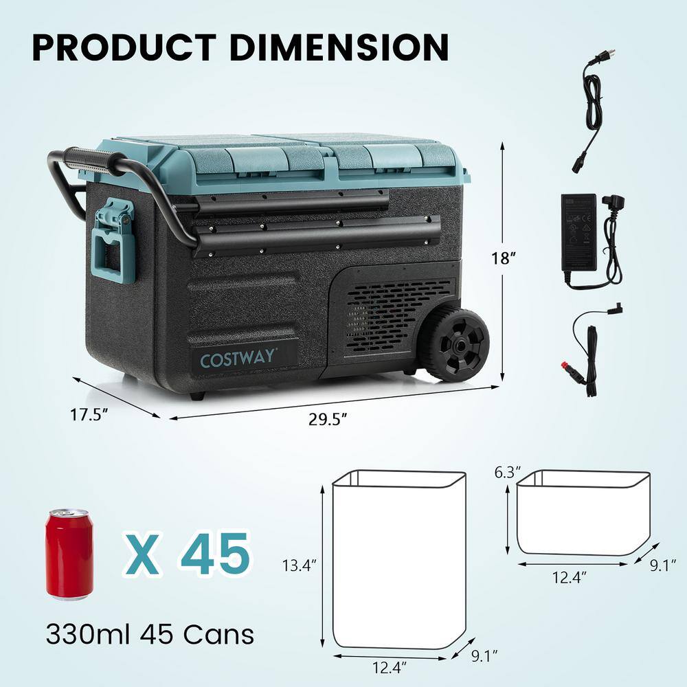 Costway 29.5 in. 1.38 cu.ft. Portable Mini Refrigerator in Green with Top Door Freezer Car Refrigerator FP10248US-GN