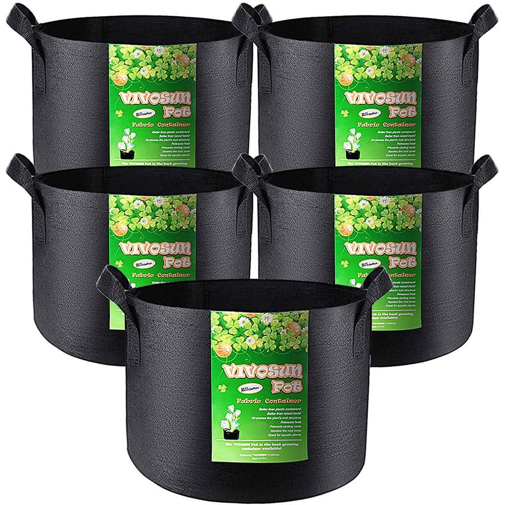 VIVOSUN 25 Gal. Black Non-Woven Aeration Fabric Plant Grow Bags with Handles (5-Pack) X001F1MWGJ