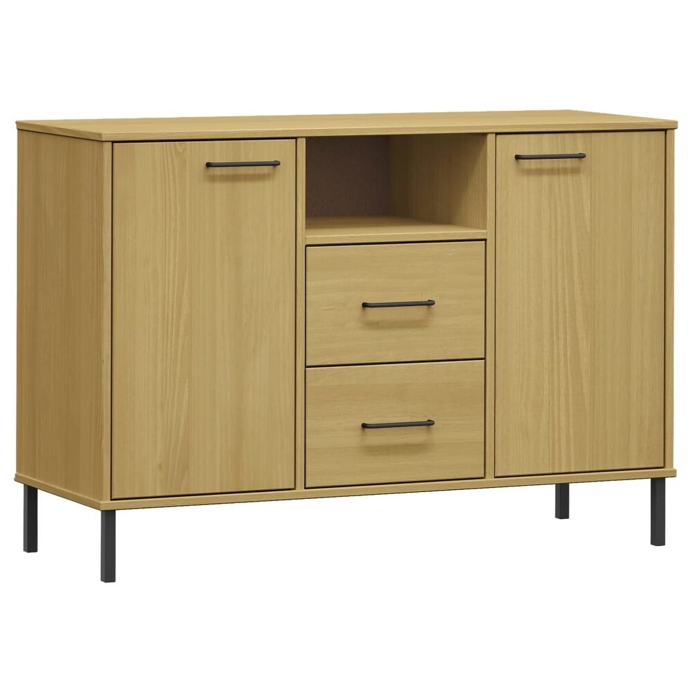 vidaXL Sideboard Buffet Cabinet with Metal Legs for Kitchen Solid Wood OSLO   44.5\