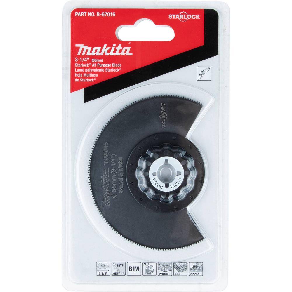 Makita Starlock Oscillating Multi-Tool 3-14 in. Bi-Metal Round Segmented Saw Blade B-67016