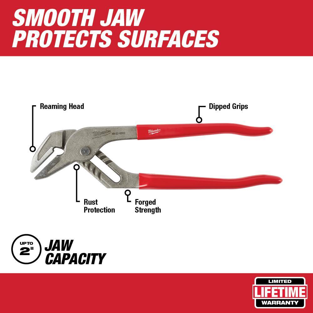 MW 10 in. and 12 in.Smooth Jaw Pliers with Dipped Grip  Handles (2-PC) 48-22-6550-48-22-6552