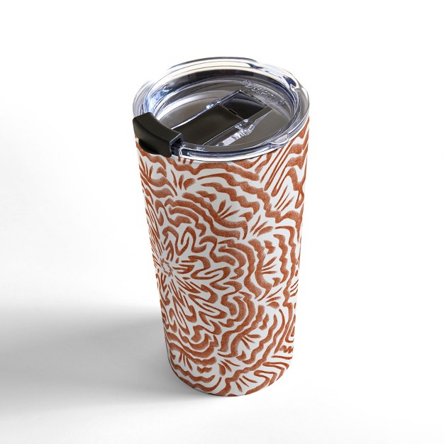 Marta Barragan Camarasa Terracotta Strokes Pattern Travel Mug 20 Oz Stainless Steel Travel Mug Deny Designs