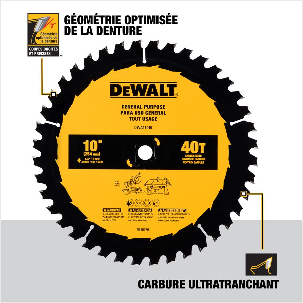 DEWALT Circular Saw Blade 10 40T ;