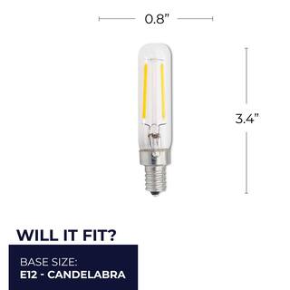 Bulbrite 25-Watt Equivalent T6 Clear Dimmable Edison Clear LED Light Bulb with (E12) Candelabra Screw Base 2700K(4-Pack) 861574