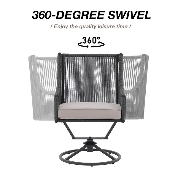 Outdoor Wicker Swivel Chairs with Cushion (Set of 2)