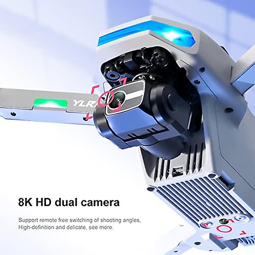 Drone With 8k Hd Dual Cameras， Fpv Folding Gps Brushless Quadcopter， Three-axis Gimbal， Esc Camera， 360 Obstacle Avoidance， Trajectory Flight Grey-1 B