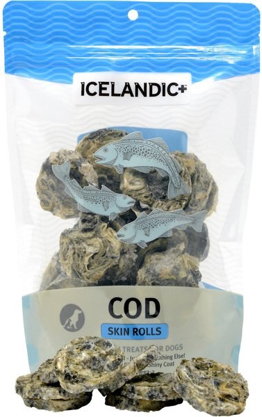 Icelandic+ Cod Skin Rolls Fish Dog Treat， 3.0-oz bag