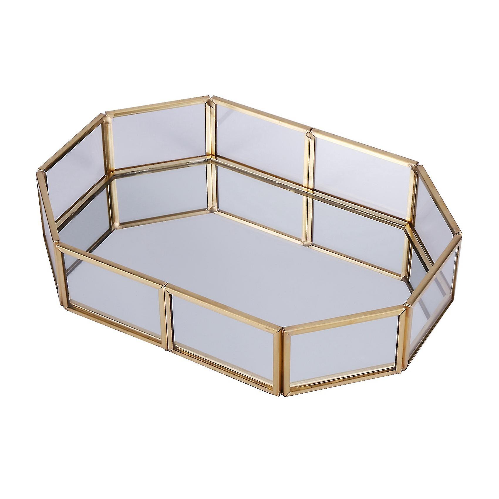 2x Nordic Style Glass Copper Geometry Storage Baskets Box Simplicity Style Home Organizer(s)