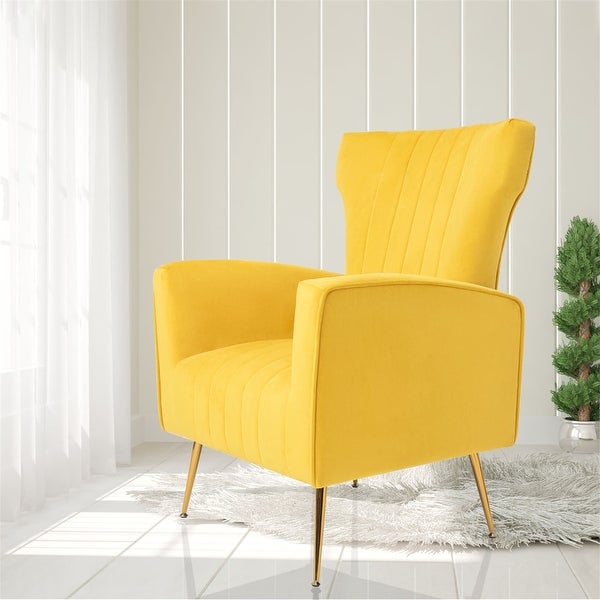 Modern Wingback Accent Lounge Arm Chair Velvet Chair with Gold Metal Legs Upholstered Single Sofa Chair for Living Room Bedroom