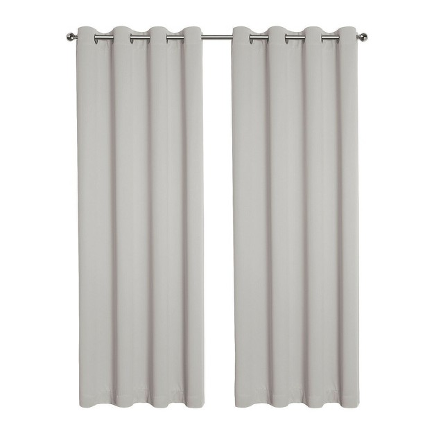 Kate Aurora Hotel Living 2 Pack 100 Blackout Grommet Top Ivory Beige Curtain Panels