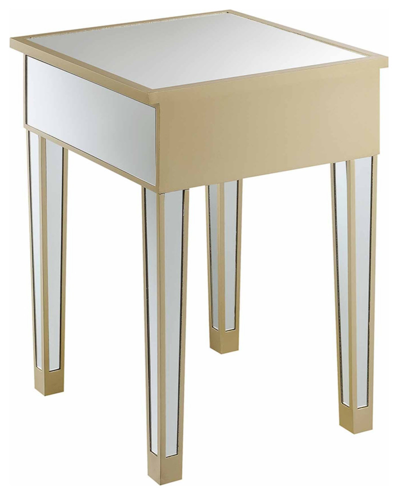 Gold Coast Mirrored 1 Drawer End Table   Contemporary   Side Tables And End Tables   by VirVentures  Houzz