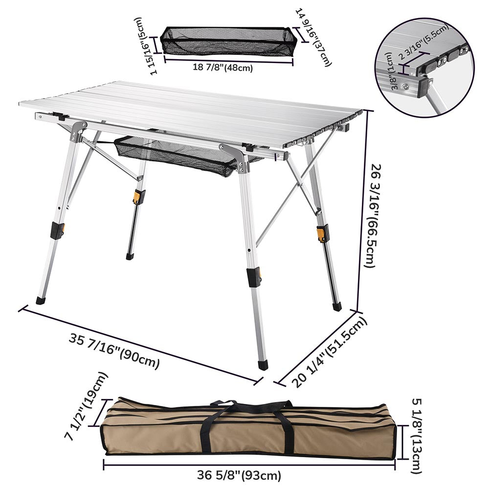 Yescom Picnic Folding Table Roll Up Camping Table 35