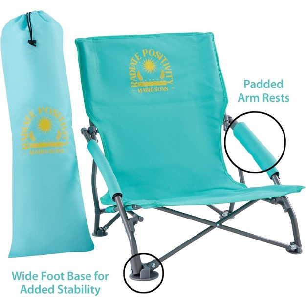 Maui And Sons Comfort Sling Back Bag Beach Camping Picnic Chair Teal