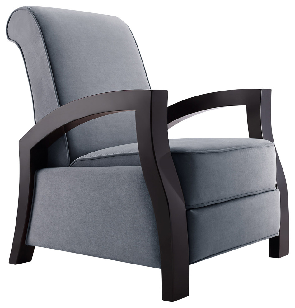 Artiva USA Java Black Premium Gray Microvelvet Recliner  Gray   Transitional   Recliner Chairs   by Artiva  Houzz