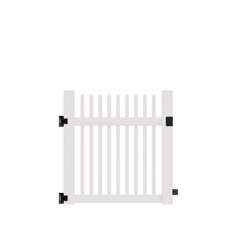 Barrette Outdoor Living Ottawa Straight 4 ft. W x 4 ft. H White Vinyl Un-Assembled Fence Gate 73025381