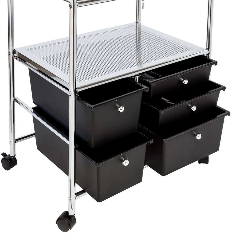 Honey-Can-Do 5-Drawer Filing Cart Chrome  Black CRT-01512