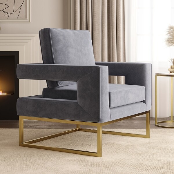 BELLEZE Velvet Accent Chair with Stainless Steel Base， 4 Colors