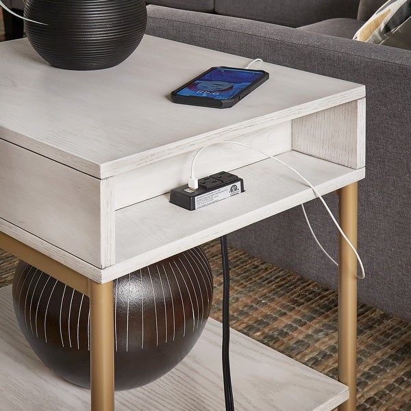 Elio Two-Tone Rectangular End Table with USB Port by iNSPIRE Q Modern - End Table