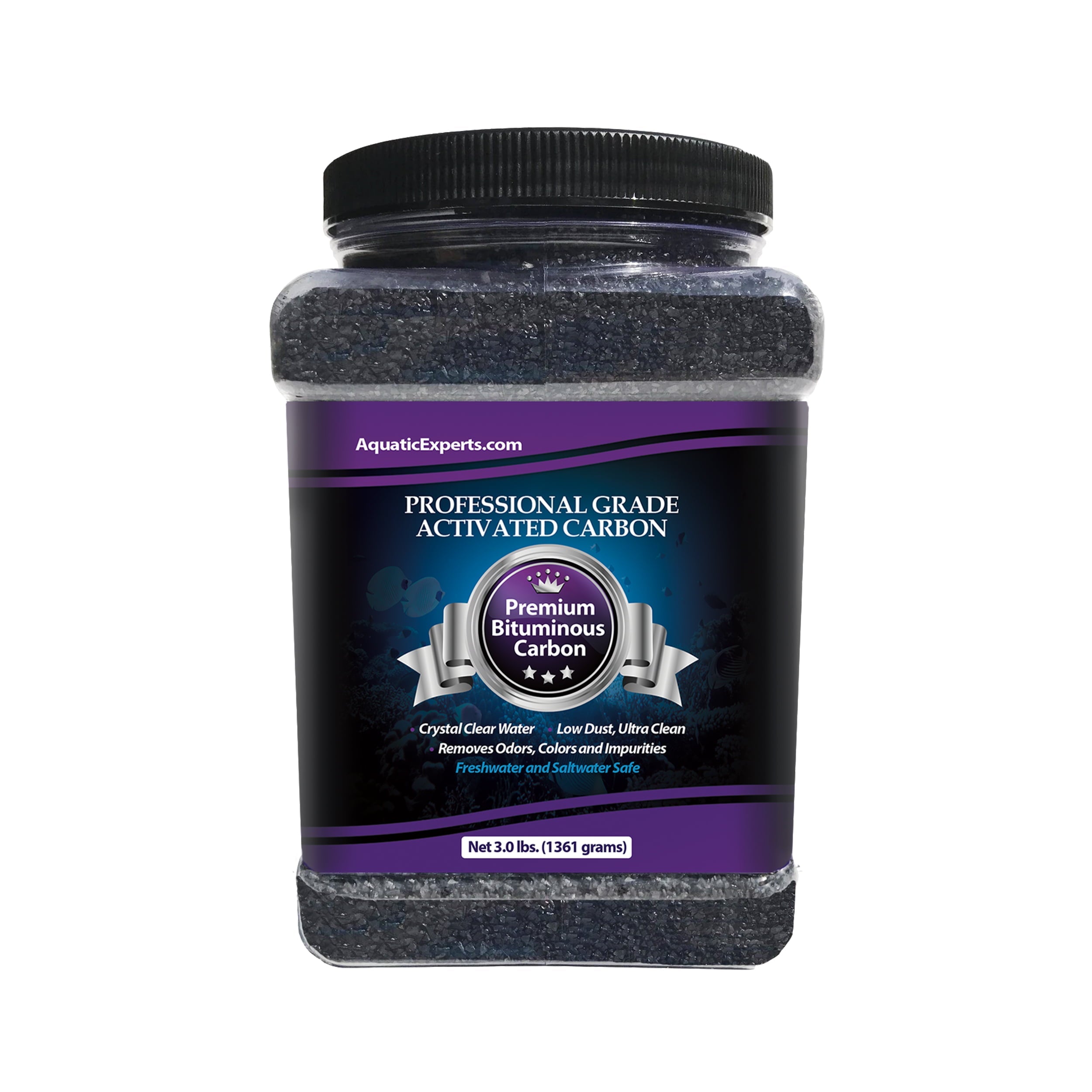 Aquatic Experts - Activated Carbon, Charcoal Aquarium Filter Media, Aquarium Odor Remover, 3.0 lbs