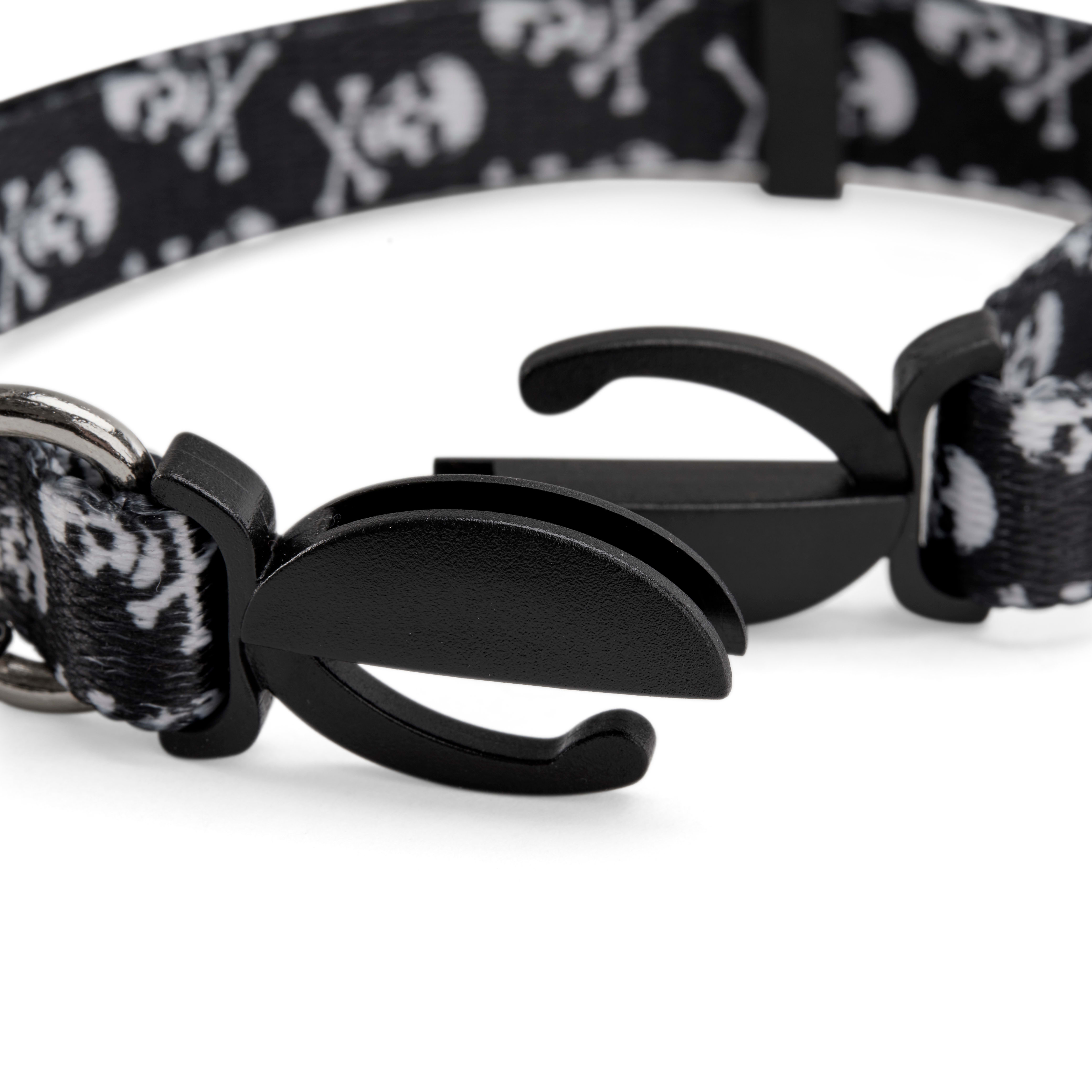 YOULY The Rebel Black Skull-Print Breakaway Large Cat Collar